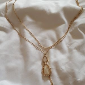 Faux Stone Double Layer Necklace